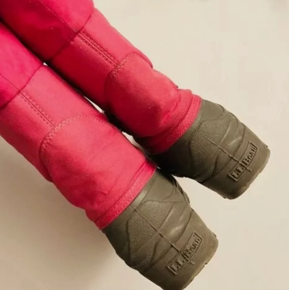 L.L. Bean girl's boots pink gray silver rain snow Northwoods size 4
